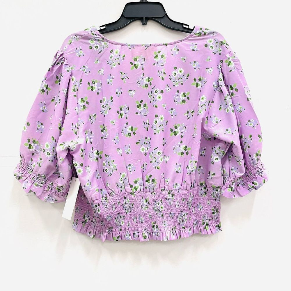 NWT Wishing Waves Sz 2XL Lilac Purple floral print Elastic waist beautiful top - Picture 7 of 12